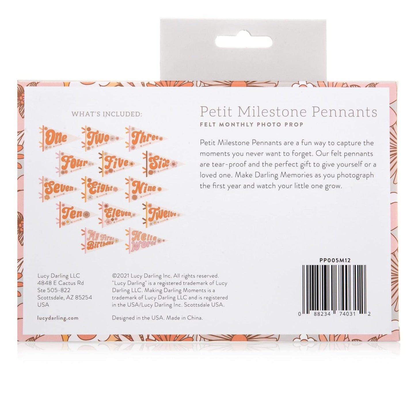 Lucy Darling Petit Milestone Pennants – Baby Monthly Milestone Pennant Flags – Newborn Photo Props & Felt Nursery Decor – Keepsake Banner Set for Baby Photos – Flower Child