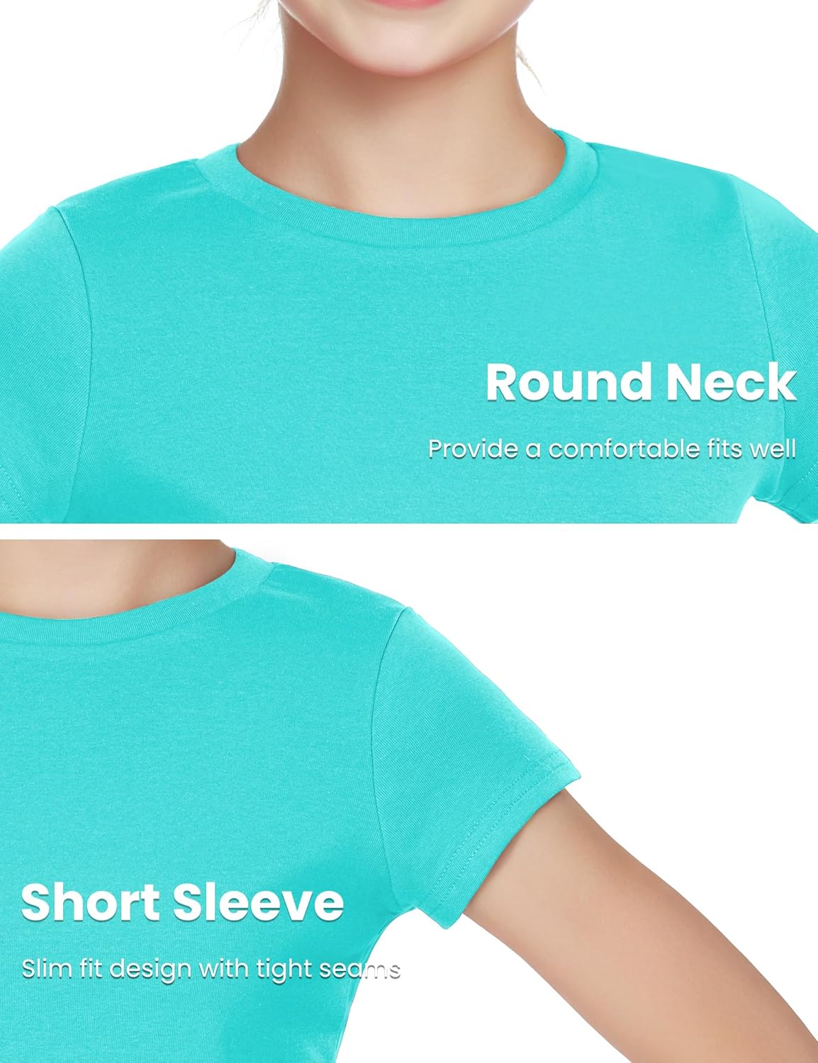 Auranso Girls Crop Tops Summer Short Sleeve Round Neck T Shirts Basic Tee for Kids