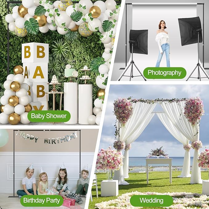 FUDESY Backdrop Stand Heavy Duty, 10x10ft Adjustable Photo Background Pipe and Drape Backdrop Stand Kit with Metal Base for Photography Parties Birthday Video Studio