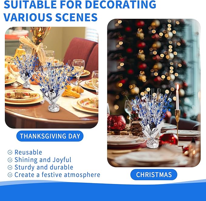 6 Pack Star Table Centerpieces for Party, Birthday Table Decorations for Kids Adults, Party Centerpieces for Tables for Wedding Baby Shower Graduation Holiday Event (Silver NavyBlue)