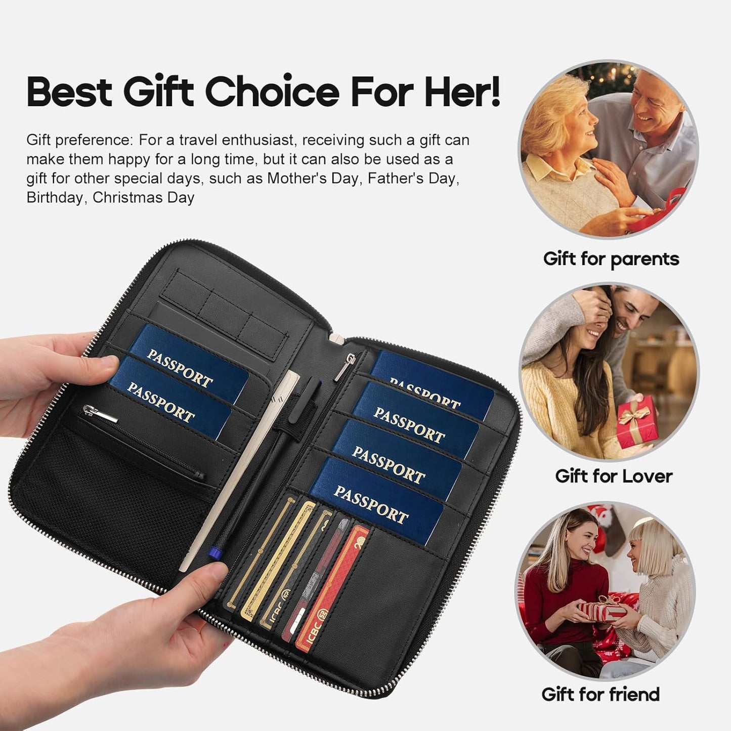 RFID Blocking Family Passport Holder Wallet 6,Premium Leather Travel Document Organizer for Women and Men,Travel Wallet for Credit Card