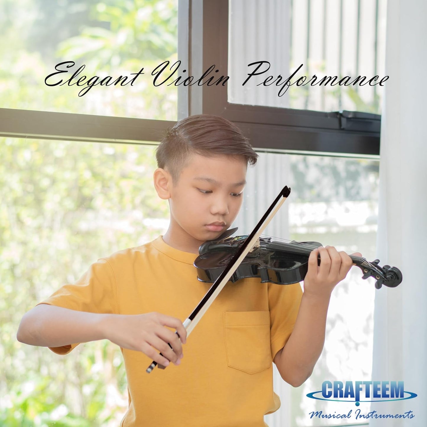 1/4 Fiddle Black Colored Premium Violin Outfit for Beginners Adults Kids With 5 Color Fingering Tape- Handcrafted Student Beginner Violin.(Black, 1/4)