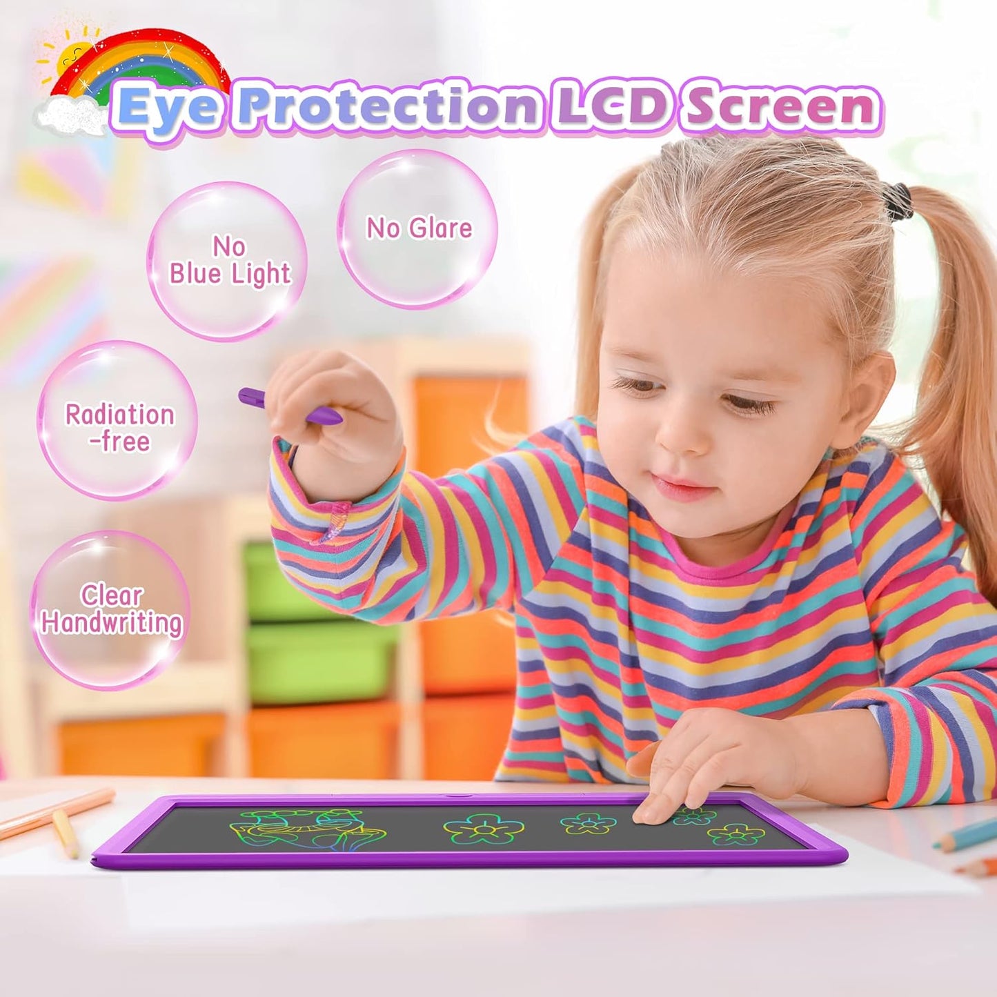 GIGART LCD Writing Tablet 15 Inch Drawing Tablet Magic Doodle Board Drawing Pad, Electronic Writing Board, Educational Toys Gifts for Kids and Adults at Home,School and Office（Purple）