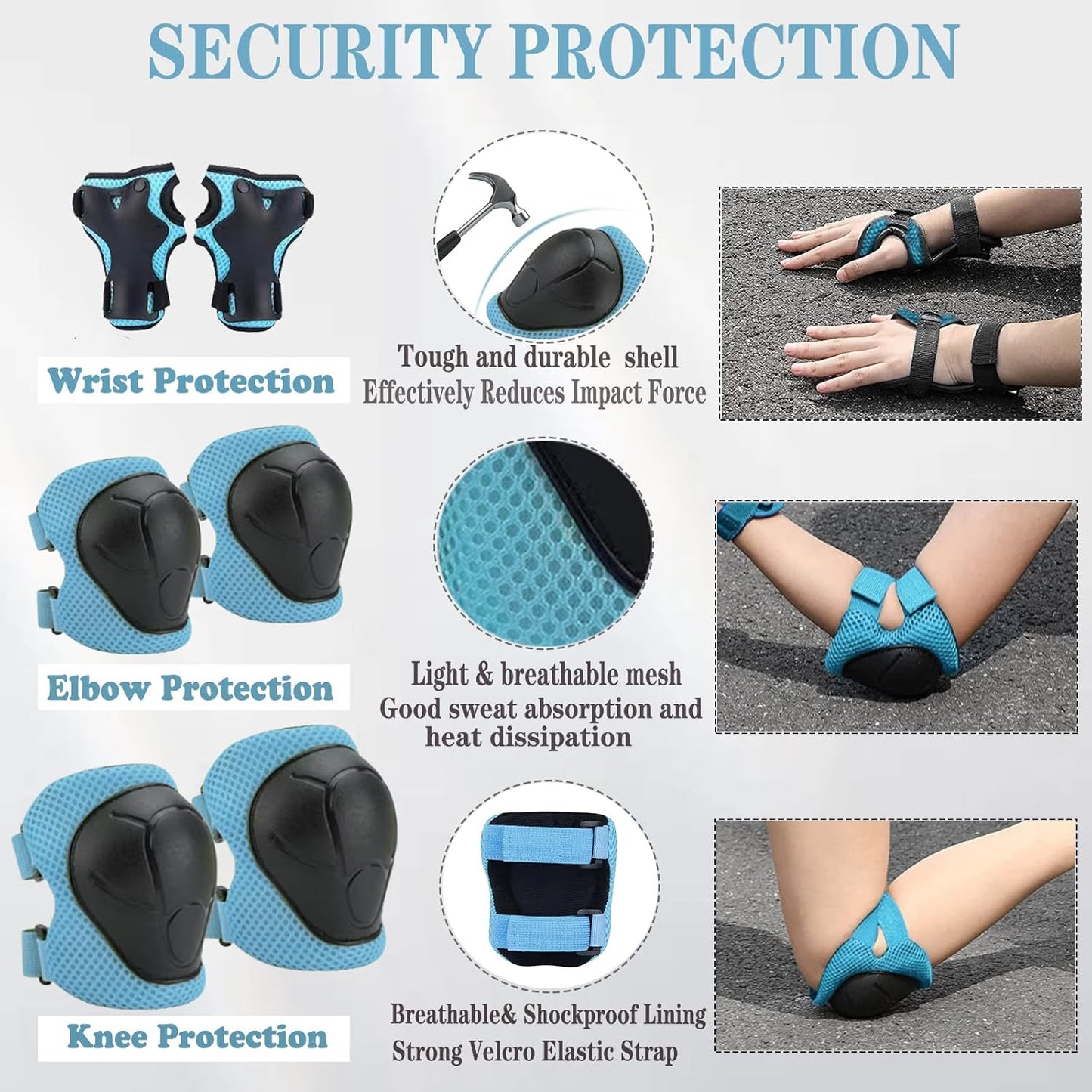 Kids Helmet,Toddler Skateboard Helmets for Ages 2-3-5-8-14 Years Boys Girls with Knee and Elbow Pads Wrist Guards fit Roller Skates,Skateboarding,Skating Scooter Adjustable Kids Helmet