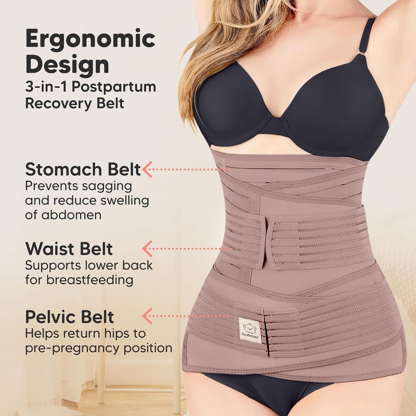 3 in 1 Postpartum Belly Support Recovery Wrap – Postpartum Belly Band, After Birth Brace, Slimming Girdles, Body Shaper Waist Shapewear, Post Surgery Pregnancy Belly Support Band (Dusty Plum, 2XL)