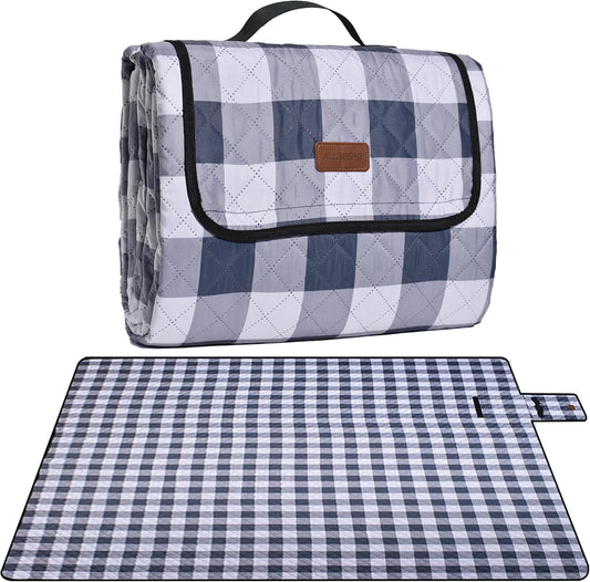 Extra Large Picnic Blanket 80''x 60'' Picnic Mat Waterproof Sand Proof Foldable for Beach, 5-Layer Outdoor Blanket for 6 to 8 Adults,Camping Lawn Hiking Travel Park Music Festival Wedding Mats(Gray)