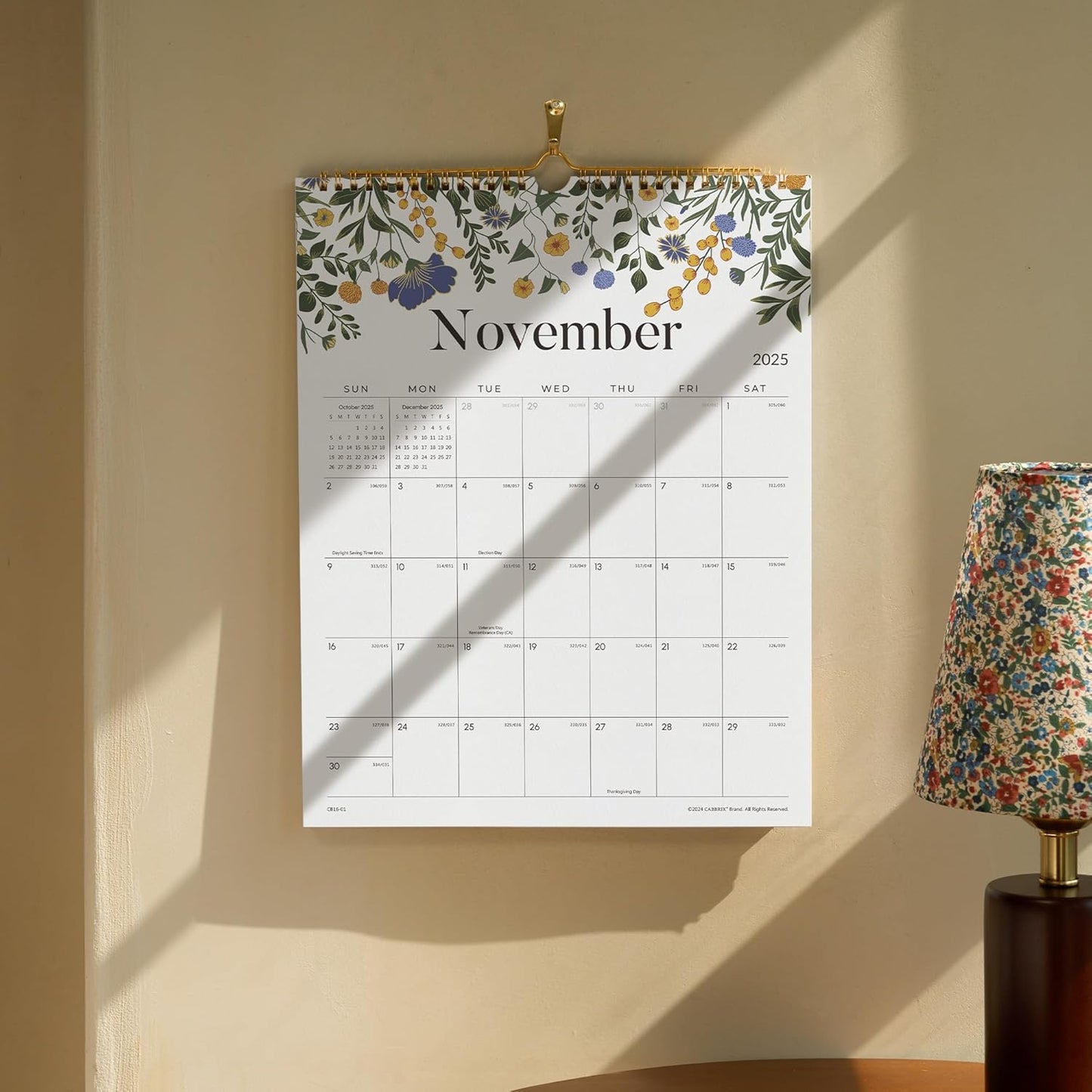 Wall Calendar 2025-2026, Floral Design Wall Calendar with Thick Paper, 18 Months Runs from July 2025 - December 2026, 12" x 15", Twin-Wire Binding, Perfect for Planning