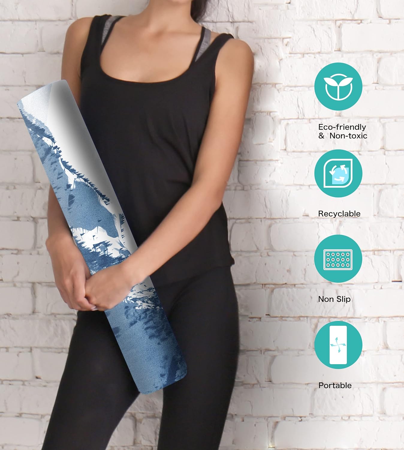 Non Slip Yoga Mat TPE Workout Mat for Men Women, Thick Workout Mat with Carrying Strap, Fitness Mats for Exercise, Yoga, Fitness, Pilates, Floor Workouts (72" x 24" x 6mm)