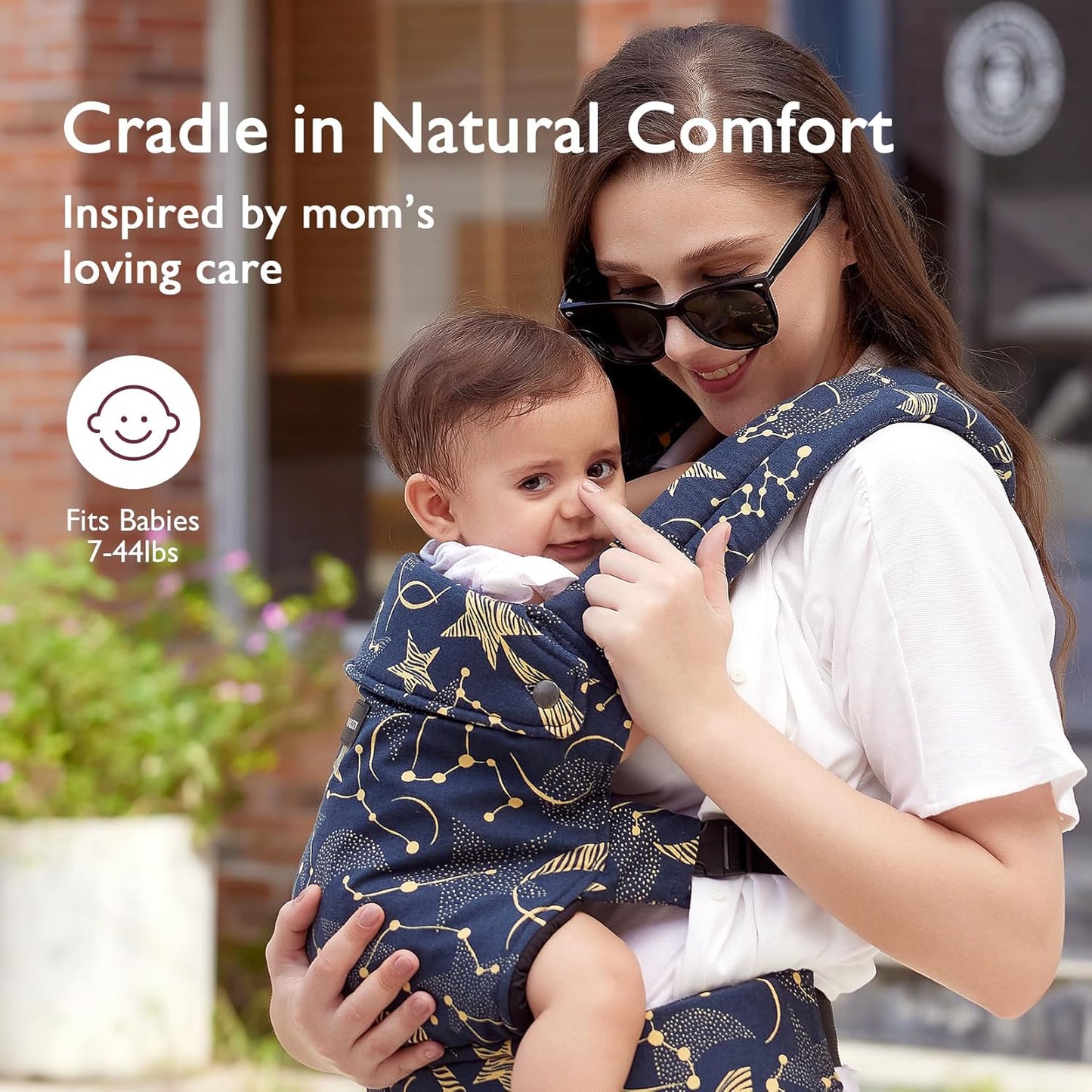 Momcozy Baby Carrier - Ergonomic, Cozy and Lightweight Carrier for 7-44lbs, Effortless to Put On, Ideal for Hands-Free Parenting, Enhanced Lumbar Support, Purehug for Infant to Toddler, Starry Night