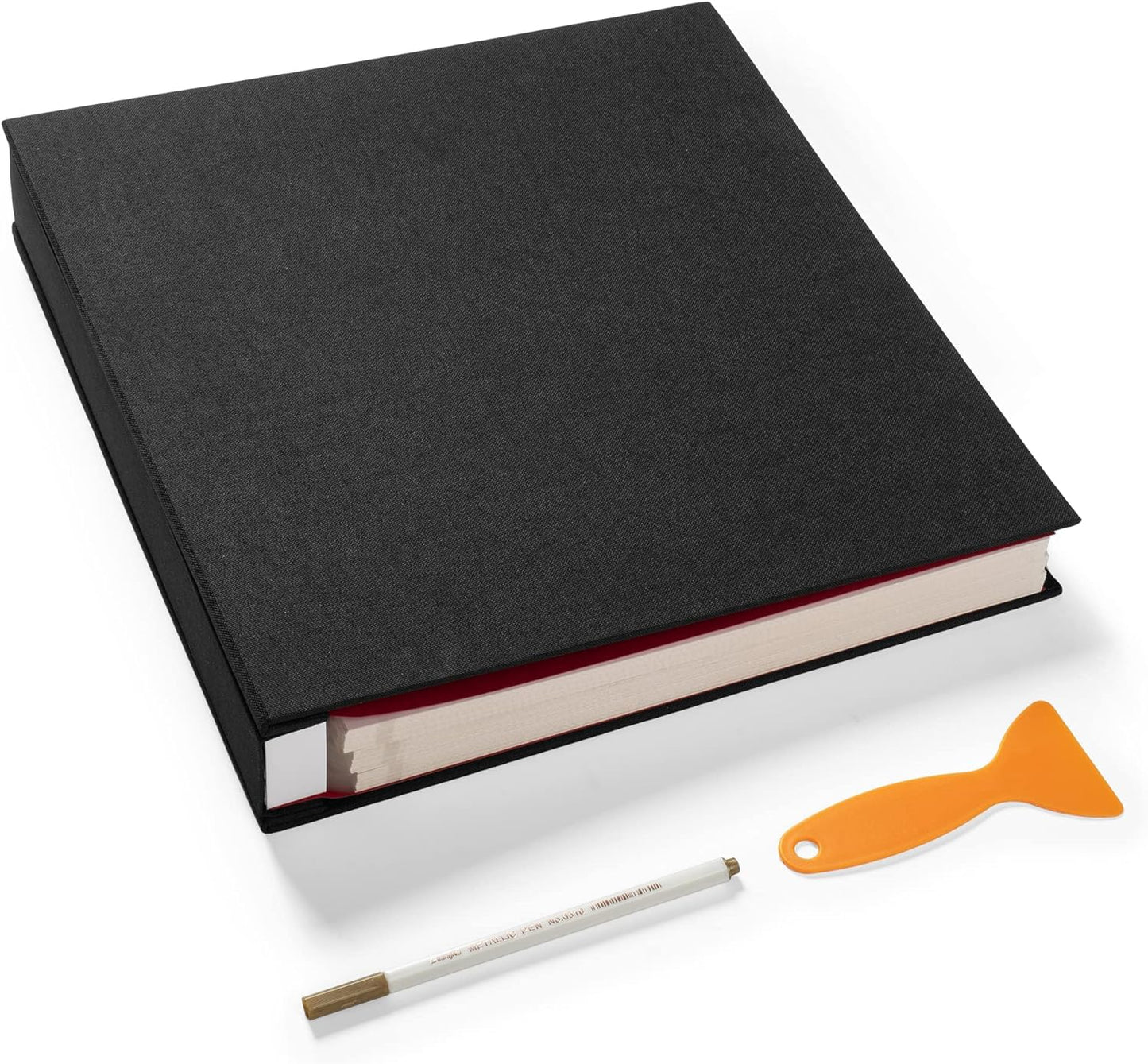 Large Photo Album Self Adhesive 4x6 8x10 10x12 Scrapbook Magnetic Album DIY Scrapbook Length 13 x Width 12.8 (Inches) 120 Sticky Pages Linen Cover DIY Photo Album(Black)