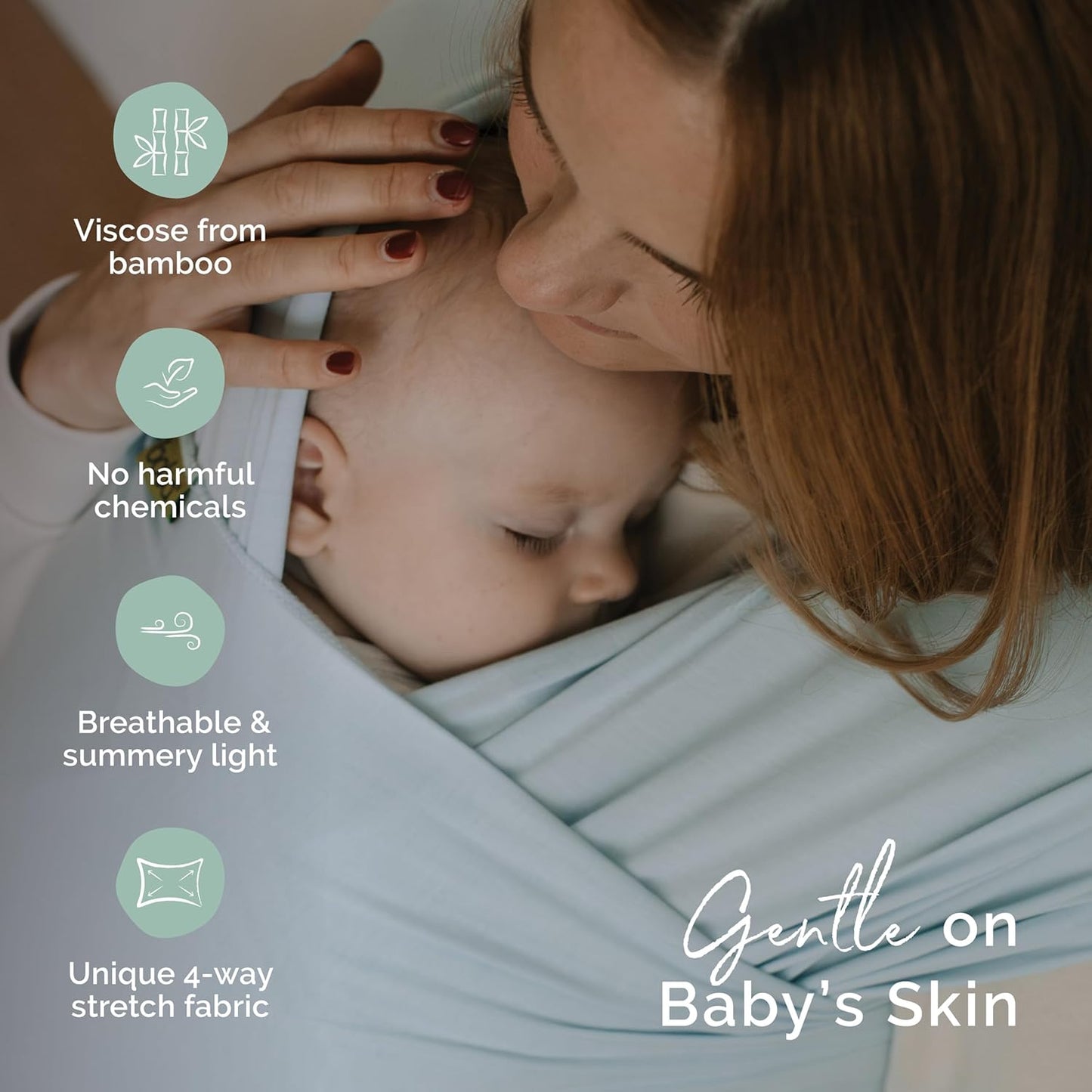 Boba Baby Wrap Carrier - Original Baby Carrier Wrap Sling for Newborns - Baby Wearing Essentials - Newborn Wrap Swaddle Holder, Newborn to Toddler Infant Sling (Serenity Light Blue)