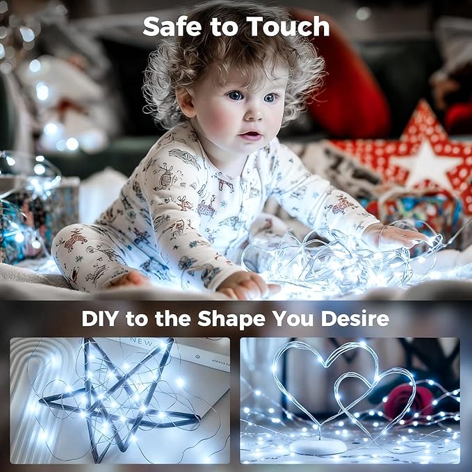 btfarm Fairy Lights Plug in with Remote, 33FT 100 LED Outdoor Twinkle Lights Waterproof with Timer, 8 Modes Indoor String Lights for Bedroom Patio Garden Wedding Christmas Decoration, Cool White