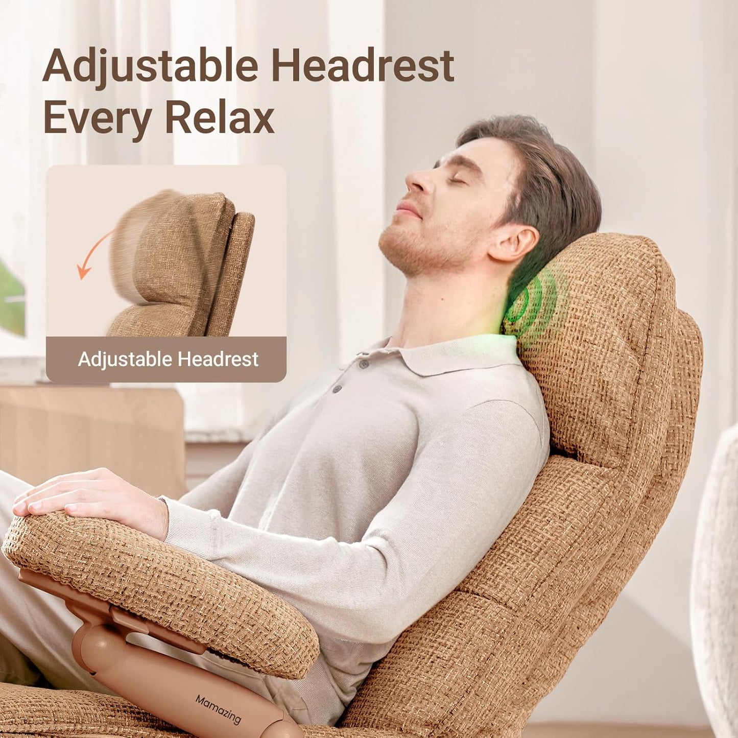 Nursery Swivel Glider Recliner Chair with Adjustable Armrests & Headrest, Rocking Chair Nursery with Removable Cover for Breastfeeding, FSC & Oeko-TEX Certified, Brown