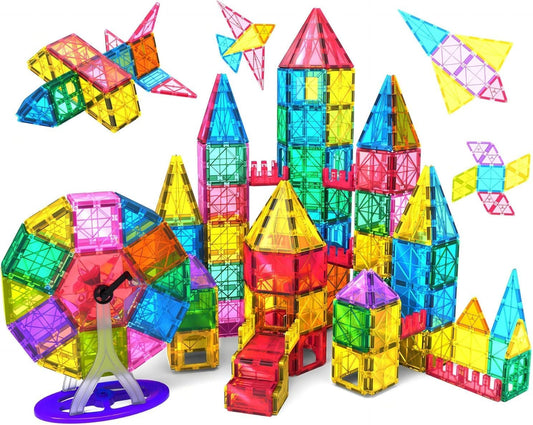 Jasonwell 57PCS Magnetic Tiles Building Blocks Set for Boys Girls Preschool Educational Magnet Construction Kit Stacking STEM Toys Christmas Birthday Gifts for Kids Toddlers 3 4 5 6 7 8 9 + Year Old