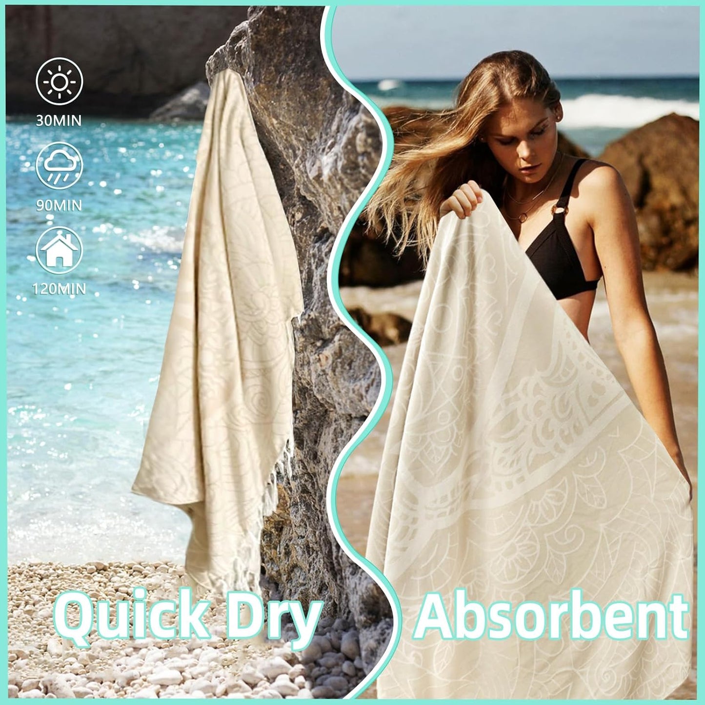 Oversized Turkish Beach Towel Blanket Cotton Giant XL Sandproof Towels Huge Linen XXL Extra Large Big Throw Quilt Blankets for Adults Beige Dolphin