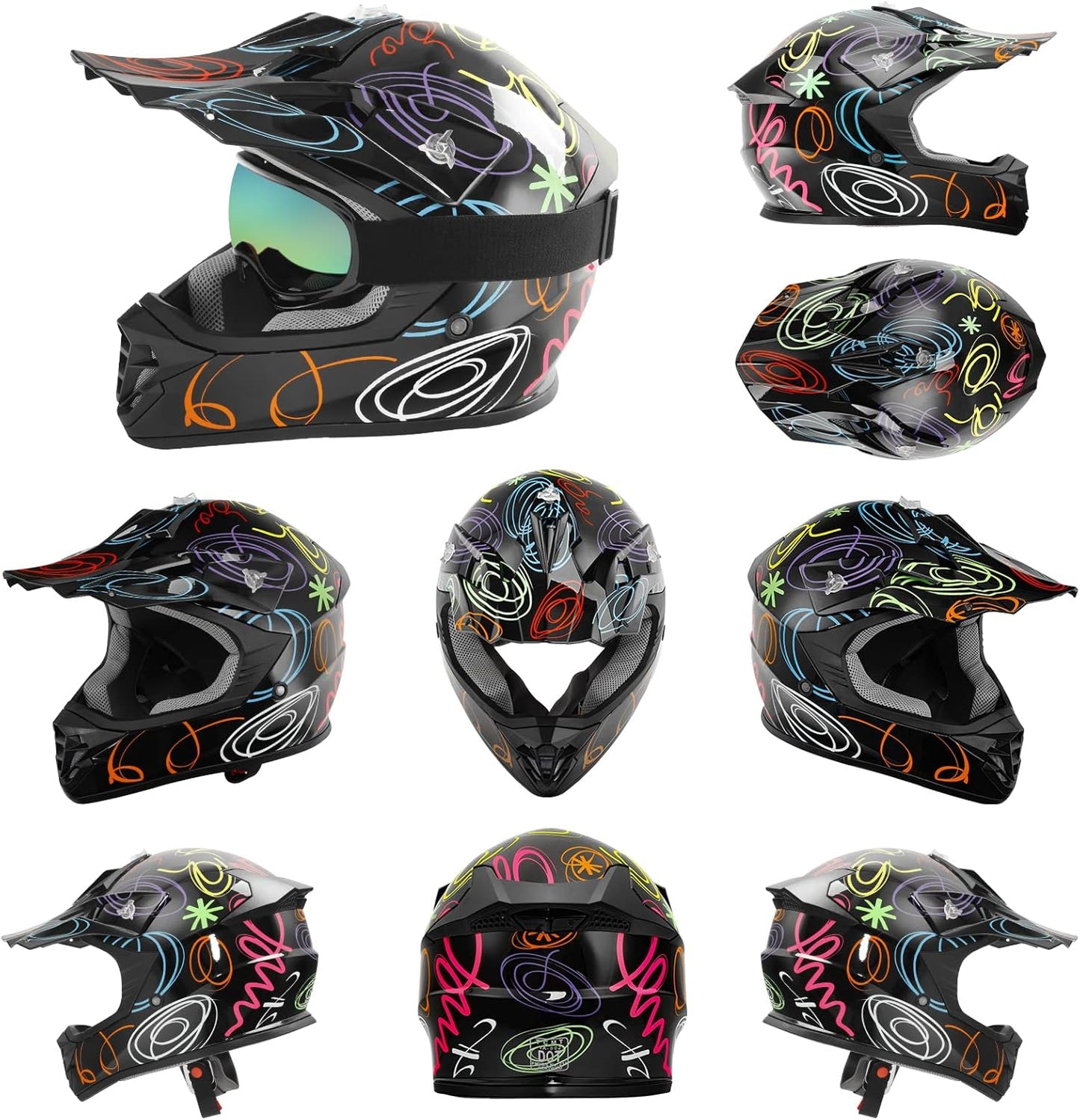 TCMT Dot Youth & Kids Motorcycle Off-Road Helmet Full Face Motocross Street Dirt Bike Mountain Bike BMX MX ATV Helmet+Goggles+Gloves New
