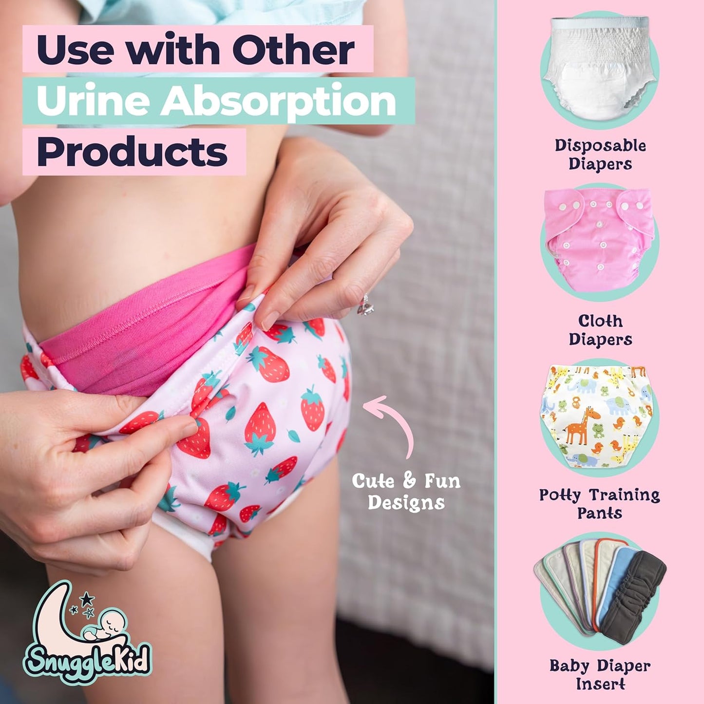 Waterproof Plastic Underwear for Potty Training, 6-Pack - Super-Soft Cloth Diaper Covers with Ultra-Thin TPU Inner Layer to Prevent Leaks - Reusable - Multicolor Prints