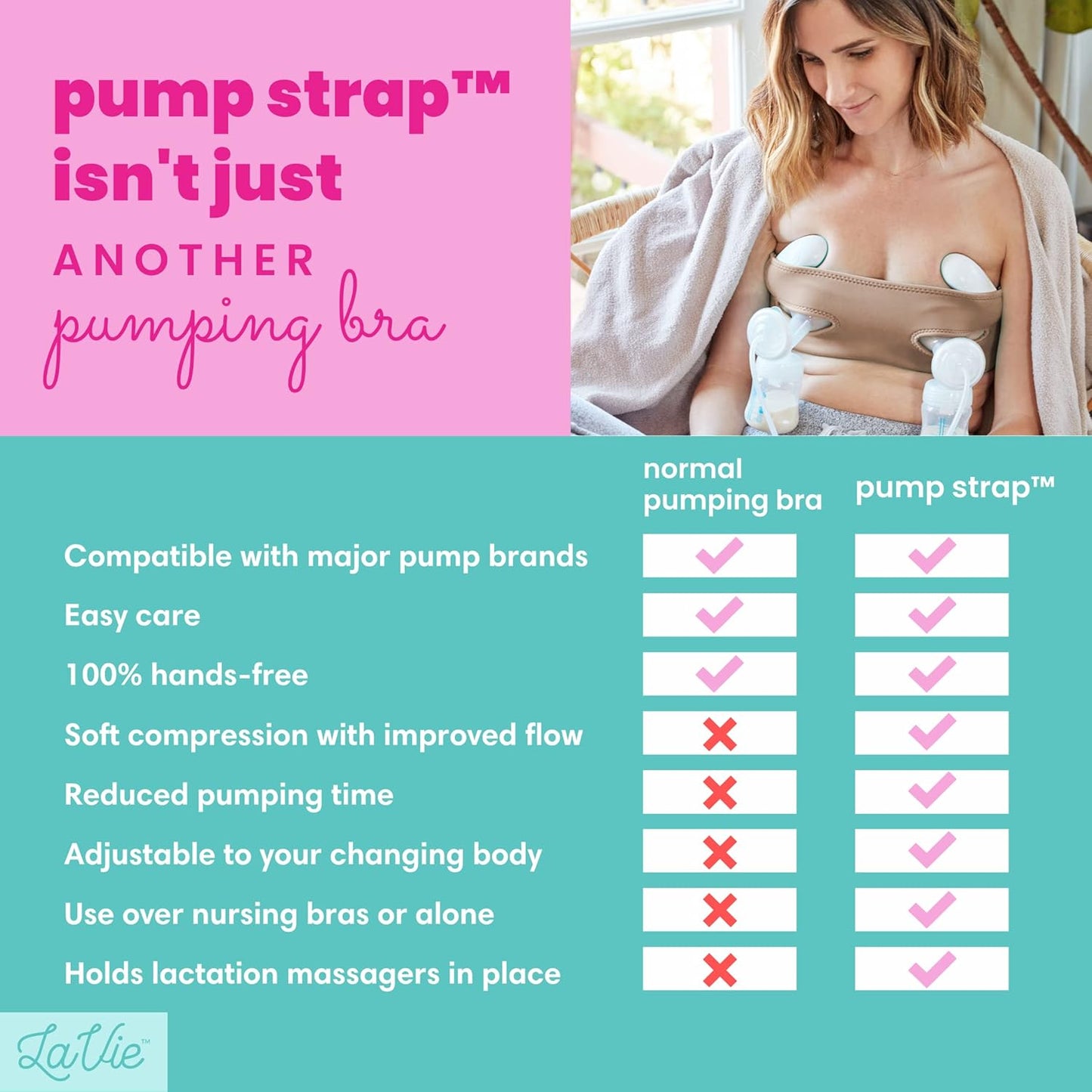 Pump Strap Hands-Free Pumping Bra, Breast Pump Bra for Breastfeeding Pumps for Women, Hands Free Pumping Bustier