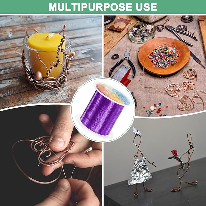 0.2mm Jewelry Wire, 32 Gauge 328FT Craft Wire Copper Beading Wire for Jewelry Making/Planting/Weaving/DIY Crafting, Soft Metal Wires [100M, Purple]