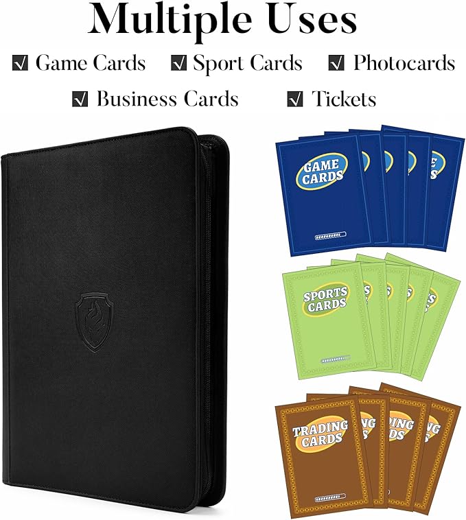 9 Pocket Trading Card Binder -Zipper PU Cover Card Album, Sturdy 360 Loading Holder for MTG, TCG & Sports Cards - Turquoise