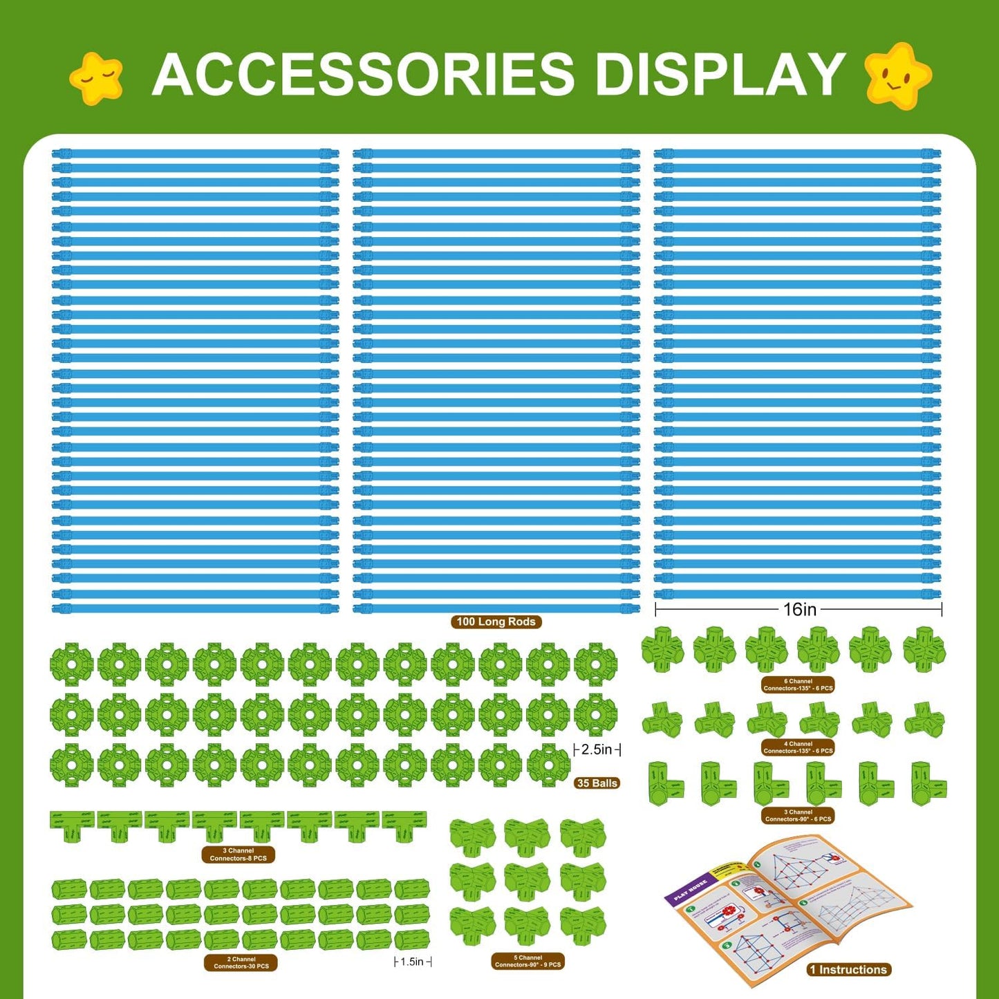 SpringFlower Fort Building Kit for Kids,STEM Construction Toys, Educational Gift for 3 4 5 6 7 8 9 10 11 12 Years Old Boys and Girls,Ultimate Creative Set for Indoor & Outdoors Activity,200 Pcs,Green