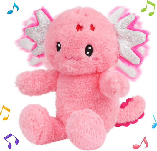Cuteoy Talking Axolotl Repeat What You Say Musical Stuffed Animal Shaking Singing Plush Toy Electric Interactive Animated Salamander Plushies for Kids Girls Boys Birthday