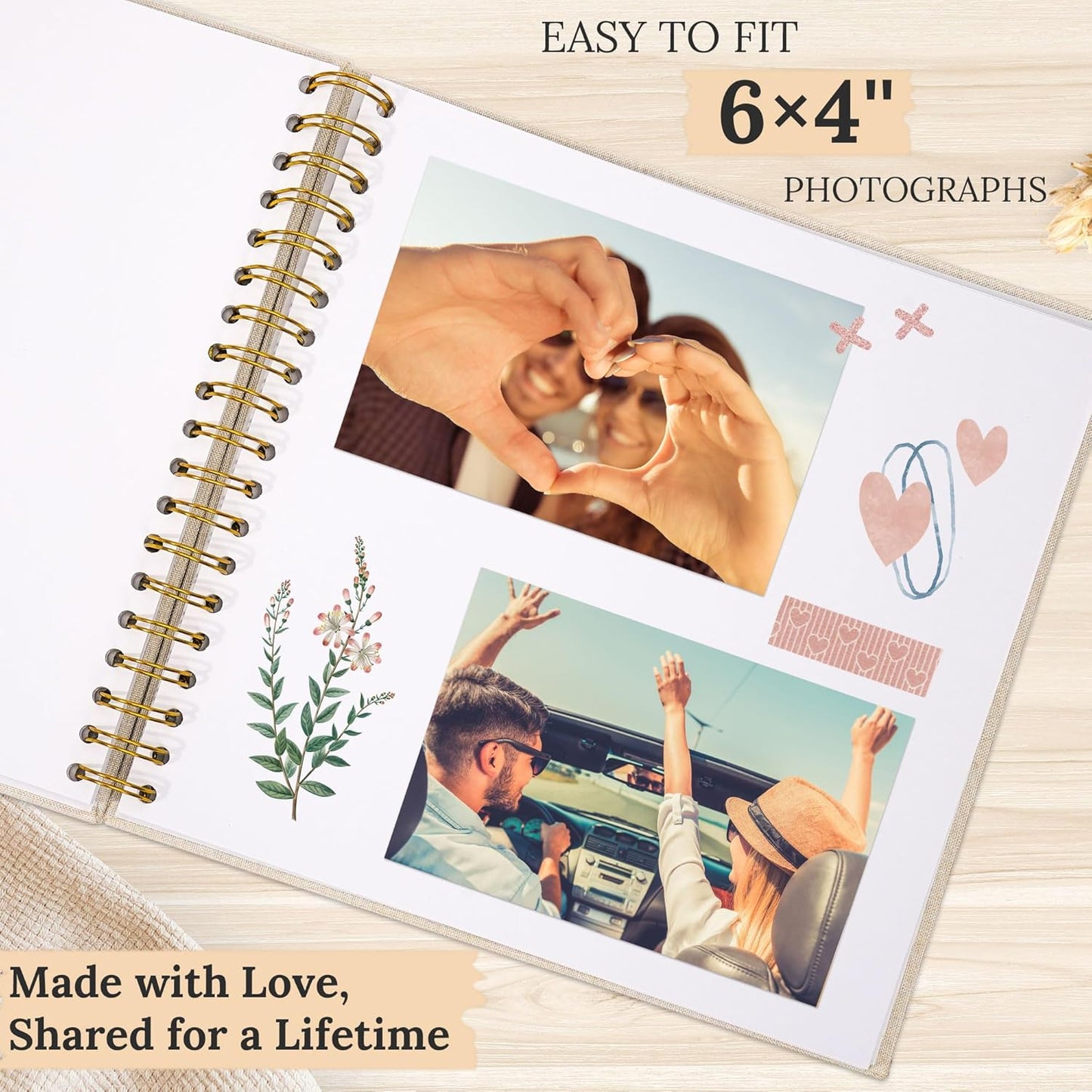 Scrapbook Photo Album Linen Cover, 10 x 10 Inch Hardcover Kraft White Pages Memory Book, for Travel Wedding Guest Book Christmas Baby Shower (40 Sheets/ 80 Pages,Beige)