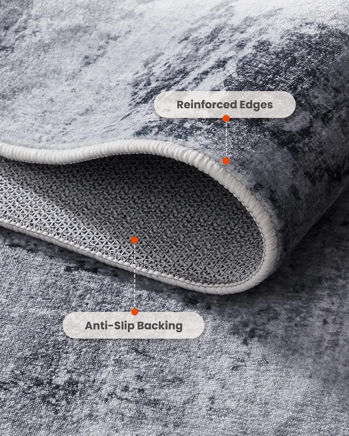 Amada 8x10 Area Rug, Modern Abstract Living Room Rug with Non-Slip Backing & Short Pile, Large Washable Rug with Abstract Pattern for Living Room, Bedroom and Dinning Room, Grey