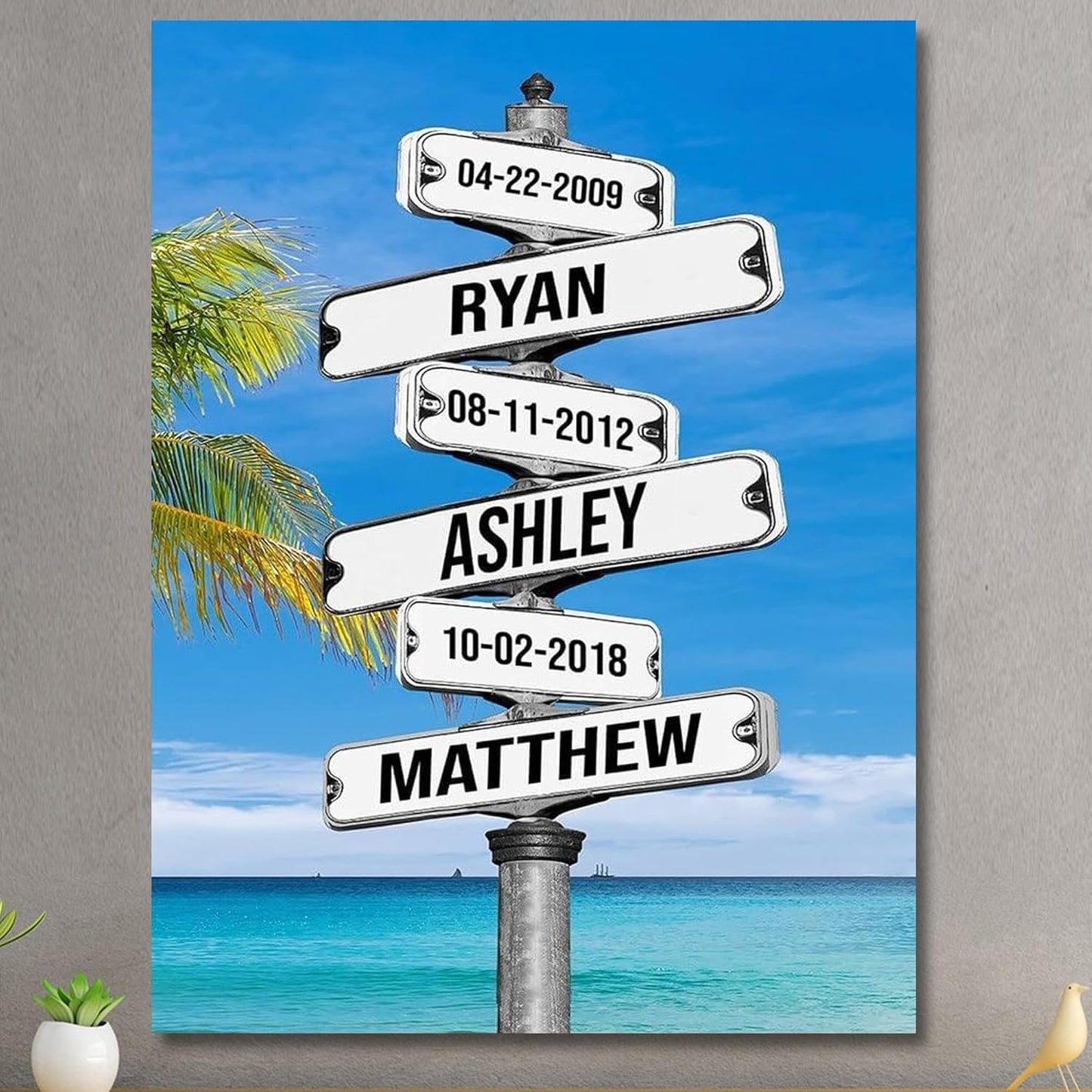Personalized Father's Day Family Names Street Custom Multi-Name Date of Birth Vintage Street Sign Happy Fathers Day Poster Canvas Wall Art Best Gifts for Dad Husband from Daughter Son Wife Kids #13