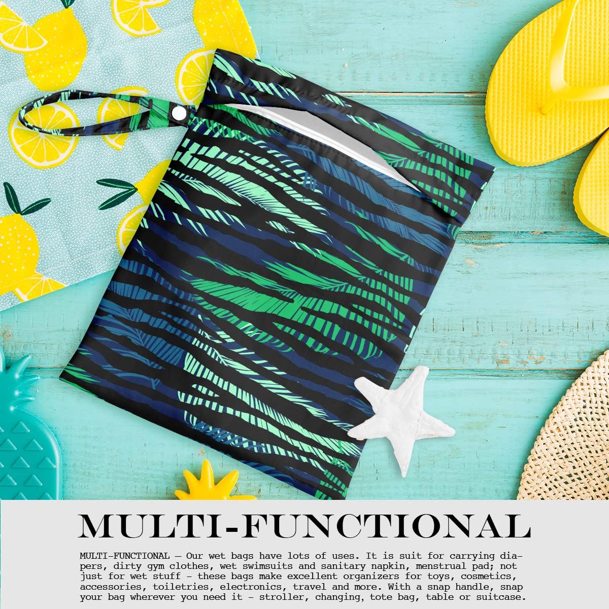 Wet Bag, Wet Dry Bag, Wet Bag for Swimsuit, Travel, Beach, Pool, Diapers, Dirty Yoga Gym Clothes, Makeup Bag, Waterproof Tropical Palm Leaves Decor Jungle Palm Leaf Favors