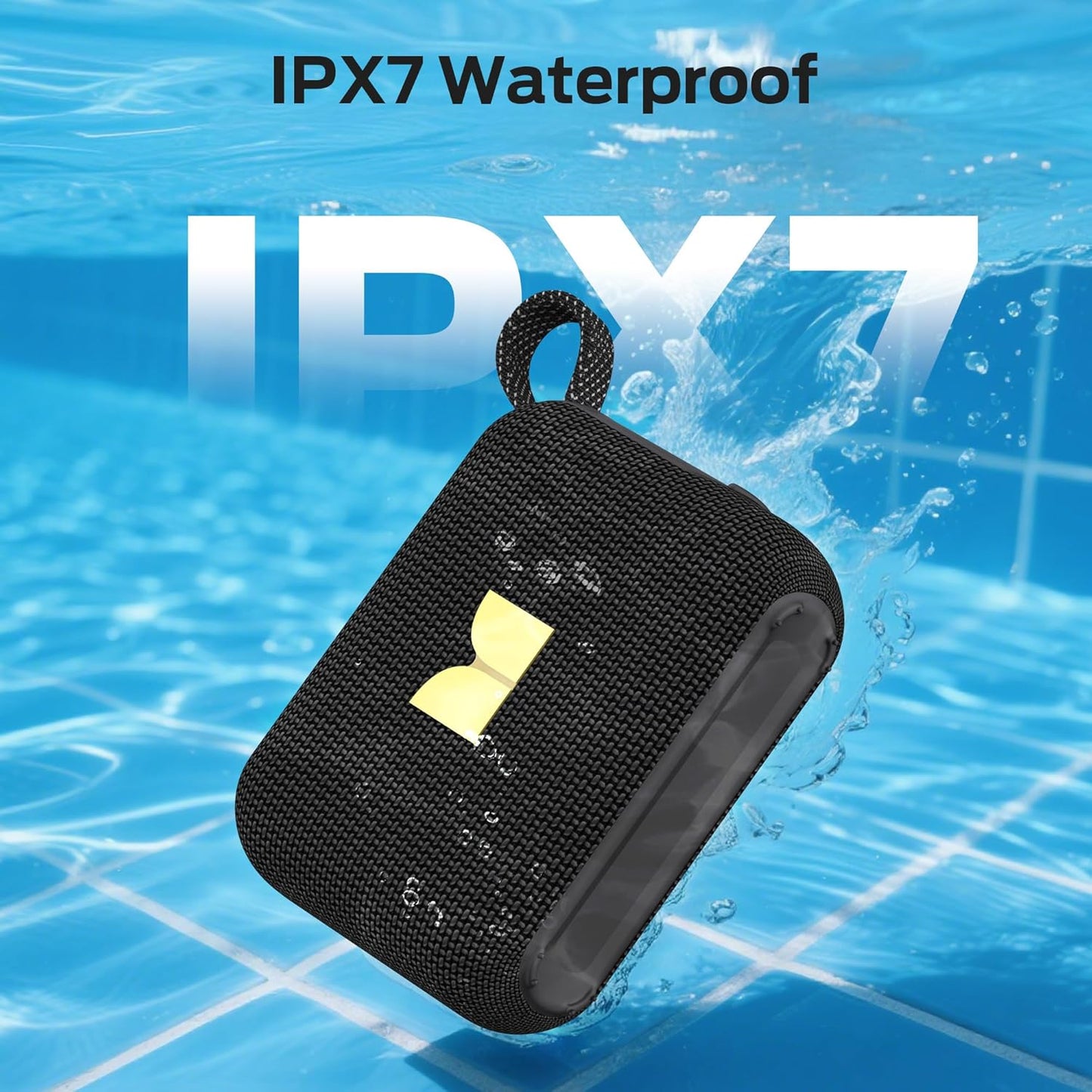 Monster Cube 1 Portable Bluetooth Speaker, IPX7 Waterproof, Bluetooth 6.0, 20H Playtime, Powerful Stereo Sound, Speaker for Home, Outdoors and Travel, Black