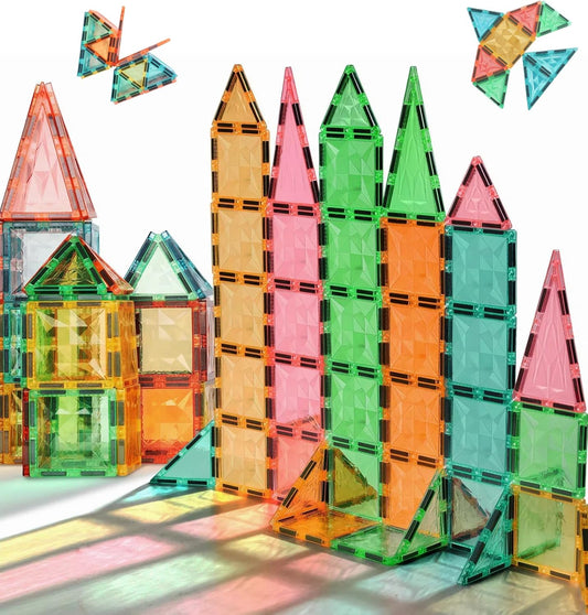 Magnetic Tiles,Magnet Building Blocks Construction Stacking Educational Toy Creative Playboard for Kids Ages 3+ (60 Pieces)