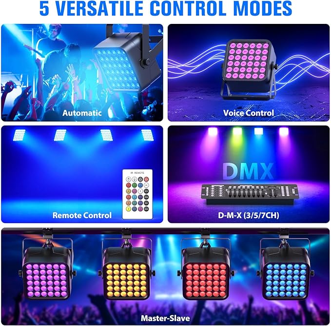Rechargeable Par Can Lights, 72W RGB 5200mAh Uplights Battery Powered Stage Light, Wireless DJ Lights Sound Activated with Remote & DMX Control for Festivals, Weddings, Bars, Churches, DJ (20 Packs)