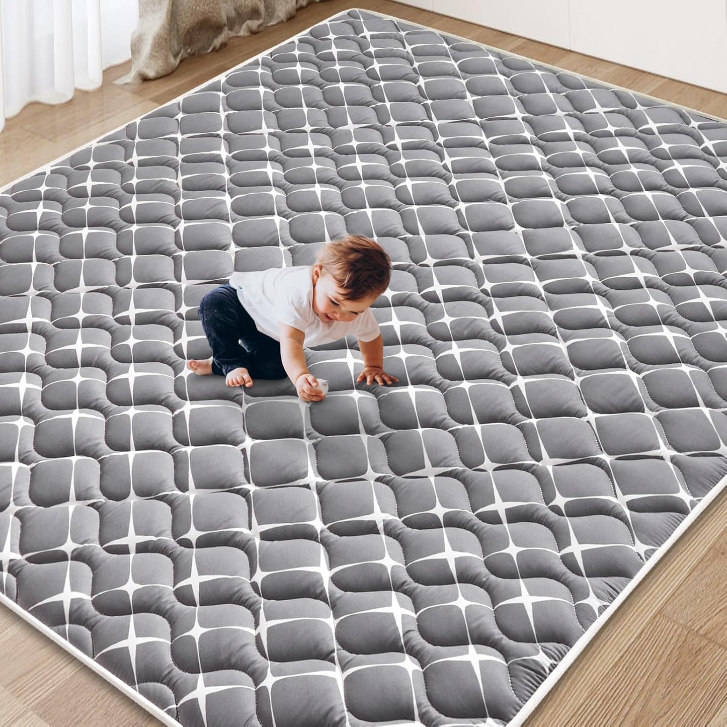 Vibe bear Baby Play Mat 79" X 71", Premium Thicker Foam One-Piece Crawling Mat, Extra Large Anti- Slip Crawling Mat Activity Playmats for Babies,Toddlers, Infants, Play & Tummy Time