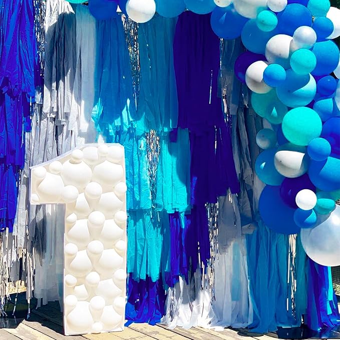 PartyWoo Blue Crepe Paper Streamers 4 Rolls 328 ft Pack of Royal Blue Crepe Paper Rolls for Graduation Wedding Baby Shower Gender Reveal Birthday Party Decorations (1.8 Inch x 82 Ft/Rolls)