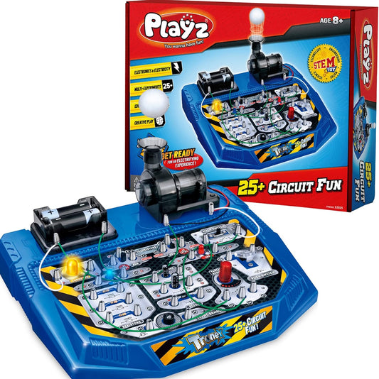 Playz Electrical Circuit Board Engineering Kit for Kids with 25+ STEM Projects Teaching Electricity, Voltage, Currents, Resistance, & Magnetic Science | Gift for Children Age 8, 9, 10, 11, 12, 13+
