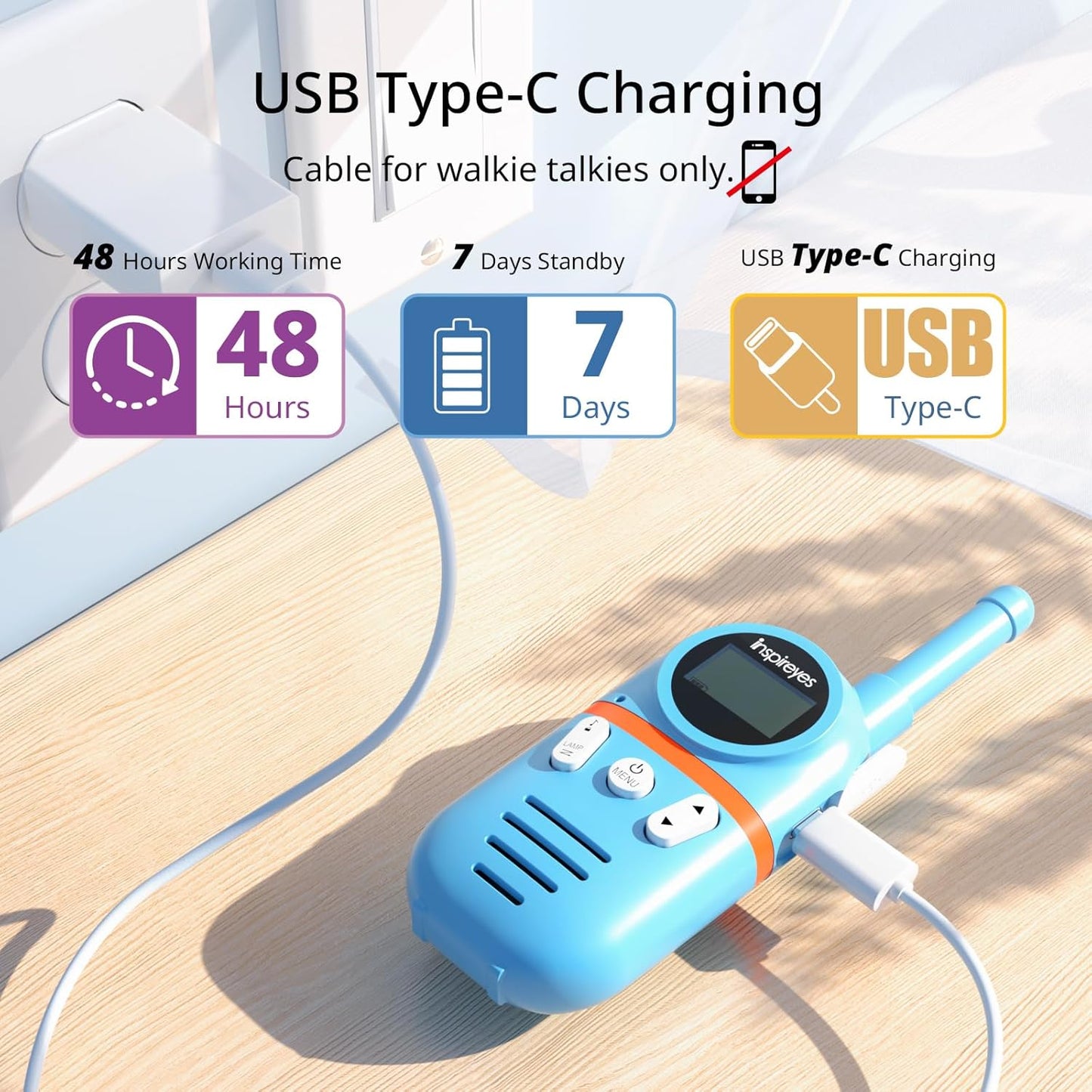 Walkie Talkies for Kids Rechargeable,Toys for Boys and Girls Ages 3-12, 2 Pack Long Range 2-Way Radios, Birthday Gifts,Christmas Stockings, Outdoor Play, Family Games, Hiking Camping Gear