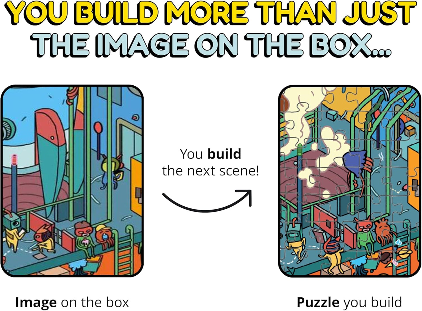 Jigsaw Puzzles 1000 Pieces - Magic Mystery Story Secret Ending Puzzle - Perfect Game Night for Adults & Kids - Funny Space Cartoon Theme (AstroGastro)