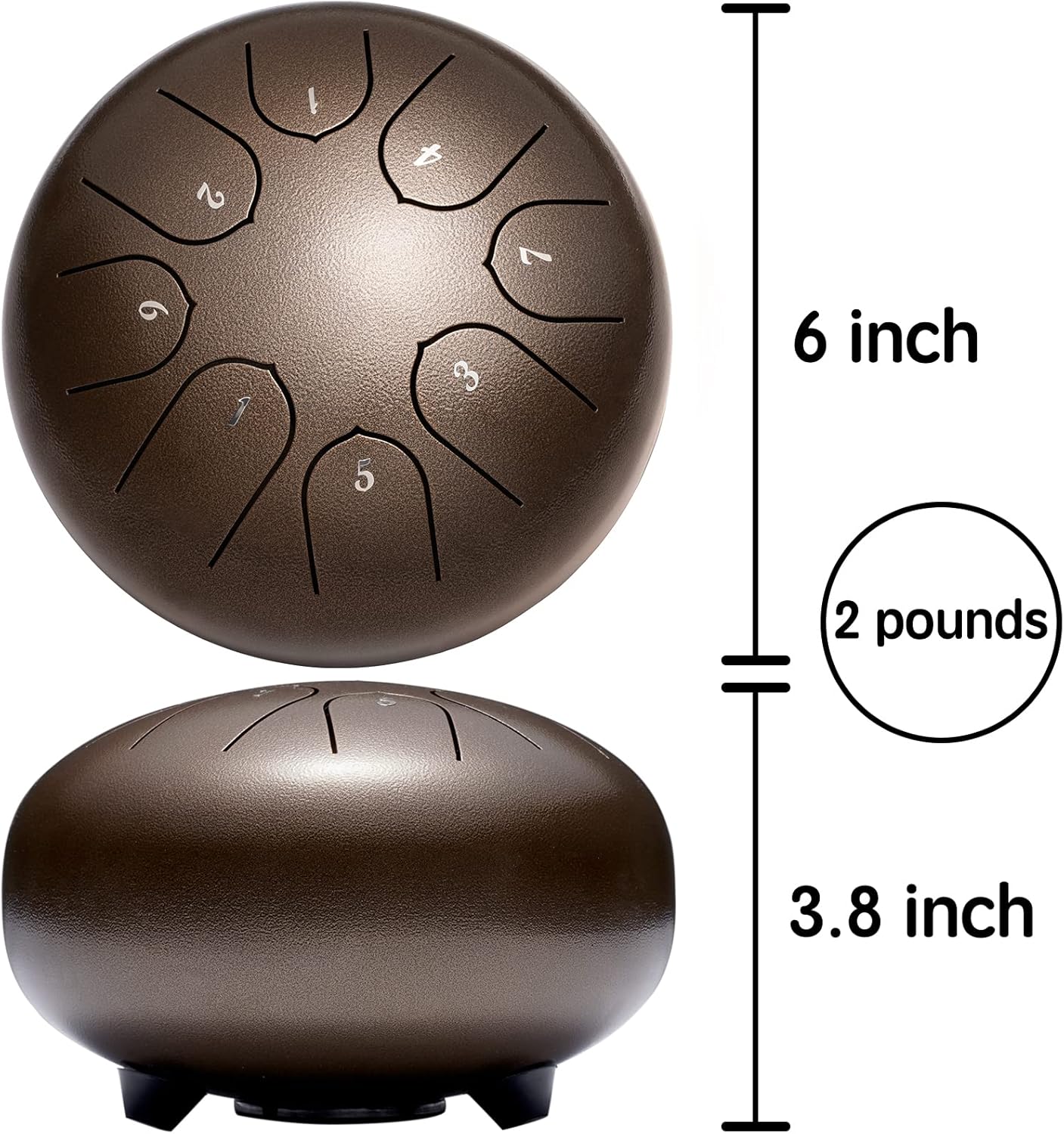 Steel Tongue Drum Percussion, 6 Inch 8 Notes Musical Instruments, Music Gifts for Family Friends (Bronze)