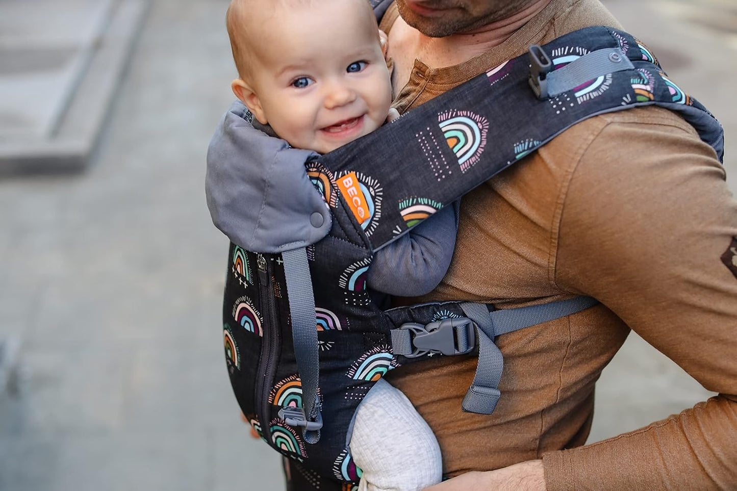Beco Baby Carrier 8 Hybrid Newborn to Toddler Carrier (7-45lbs) - All in 1 Mesh Backpack, Front and Hip Carrier with Adjustable Seat - Cooling Ergonomic Carrier (Boho Rainbow)