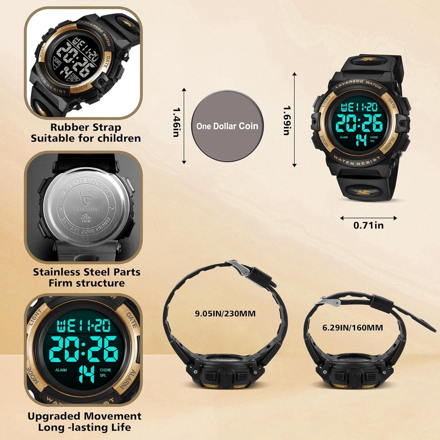 Kids Watch,Boys Watch for 3-15 Year Old Boys,Digital Sport Outdoor Multifunctional Chronograph LED 50 M Waterproof Alarm Calendar Analog Watch for Children with Silicone Band,Kids Gift