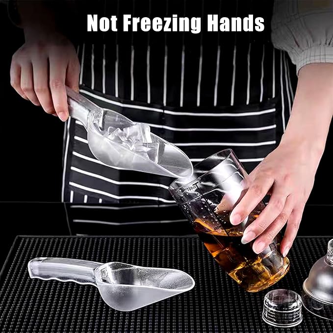 3PCS Clear Plastic Ice Scoop, 24 ounces Alec Ice Scoop, Kitchen Scoop for Ice Bucket Ice, Popcorn, Coffee Beans, Flour (24 oz.)
