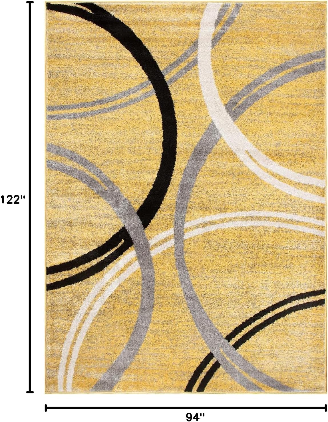 Rugshop Modern Wavy Circles Design Area Rug 7'10" x 10'2" Yellow
