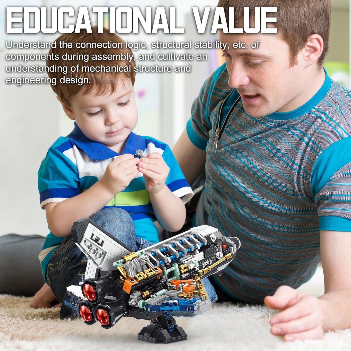 Space Shuttle Building Block Sets,Spaceship Building Toy Model for Adults & Boys,Design Collection for Home or Office Decor(536PCS)