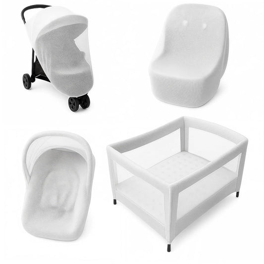 Enovoe Mosquito Net for Baby Stroller and Crib - Durable Mesh Bug Net Cover with Elastic Edge - Fits Strollers, Bassinets, Playards, and Mini Cribs - Travel Essential for Newborns - 63x64-Inch (White)