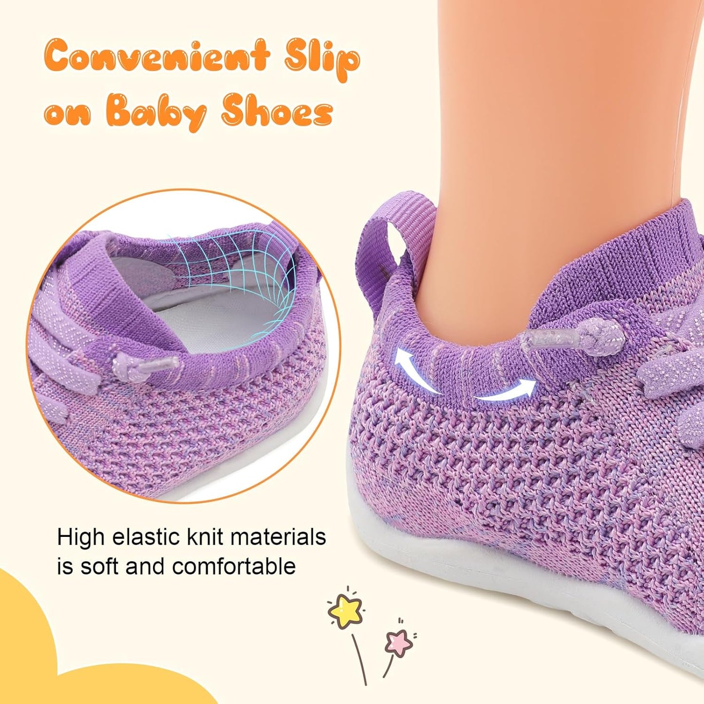 JIASUQI Baby Shoes for Toddler Boys Girls Sneakers Slip on Walking Shoes for Babies