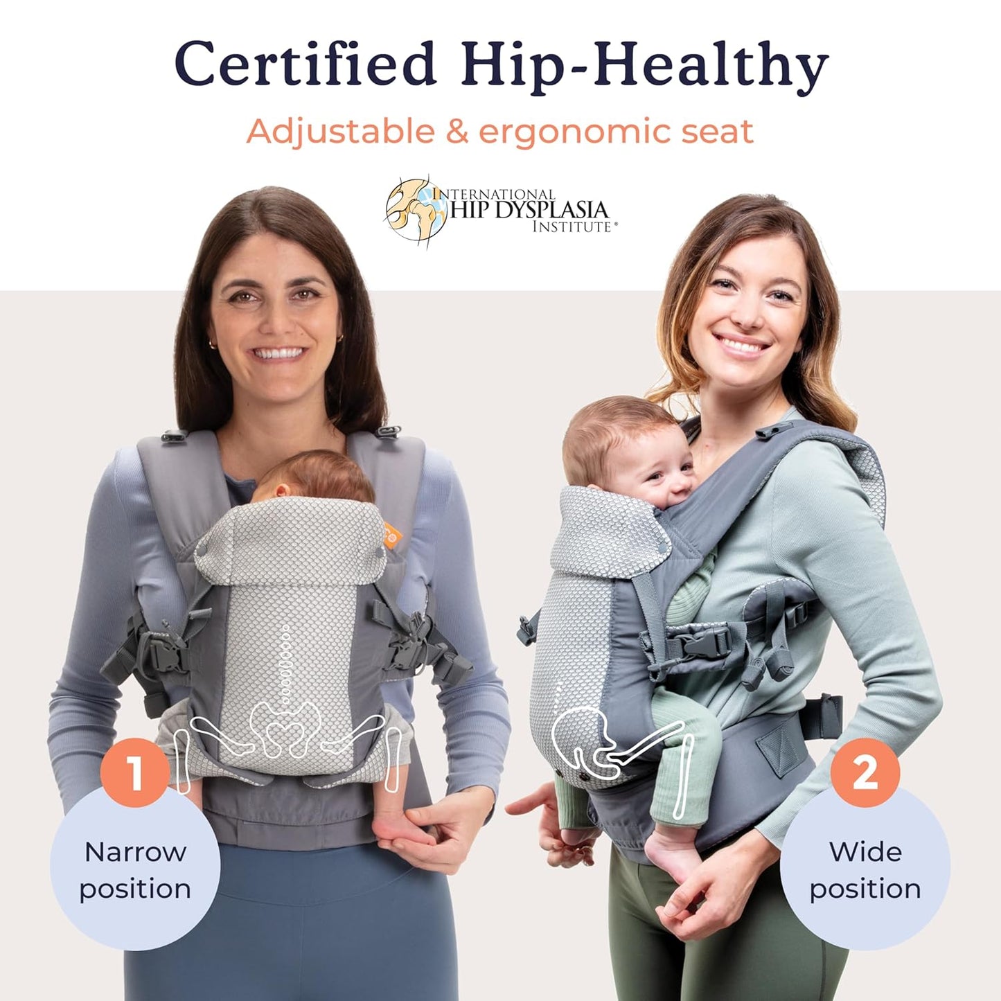 Beco Gemini Baby Carrier from Newborn to Toddler - Certified Ergonomic Newborn Baby Carrier for Infants and Children of 7-35 lbs - M Shape, Adjustable Seat, Breathable 3D Mesh (Cool Dark Grey)