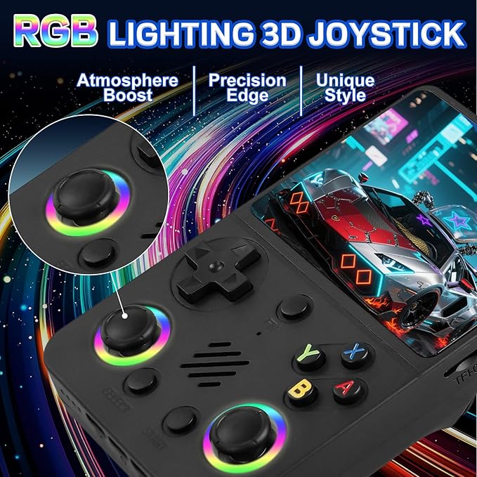 RG36PRO Retro Handheld Game Console - Open Source System,3.5"IPS Screen,30,000+ Classic Games,64G TF card, 3000mAh Battery,Portable Gaming Player for Travel,Gift for Teen or Partner -Black
