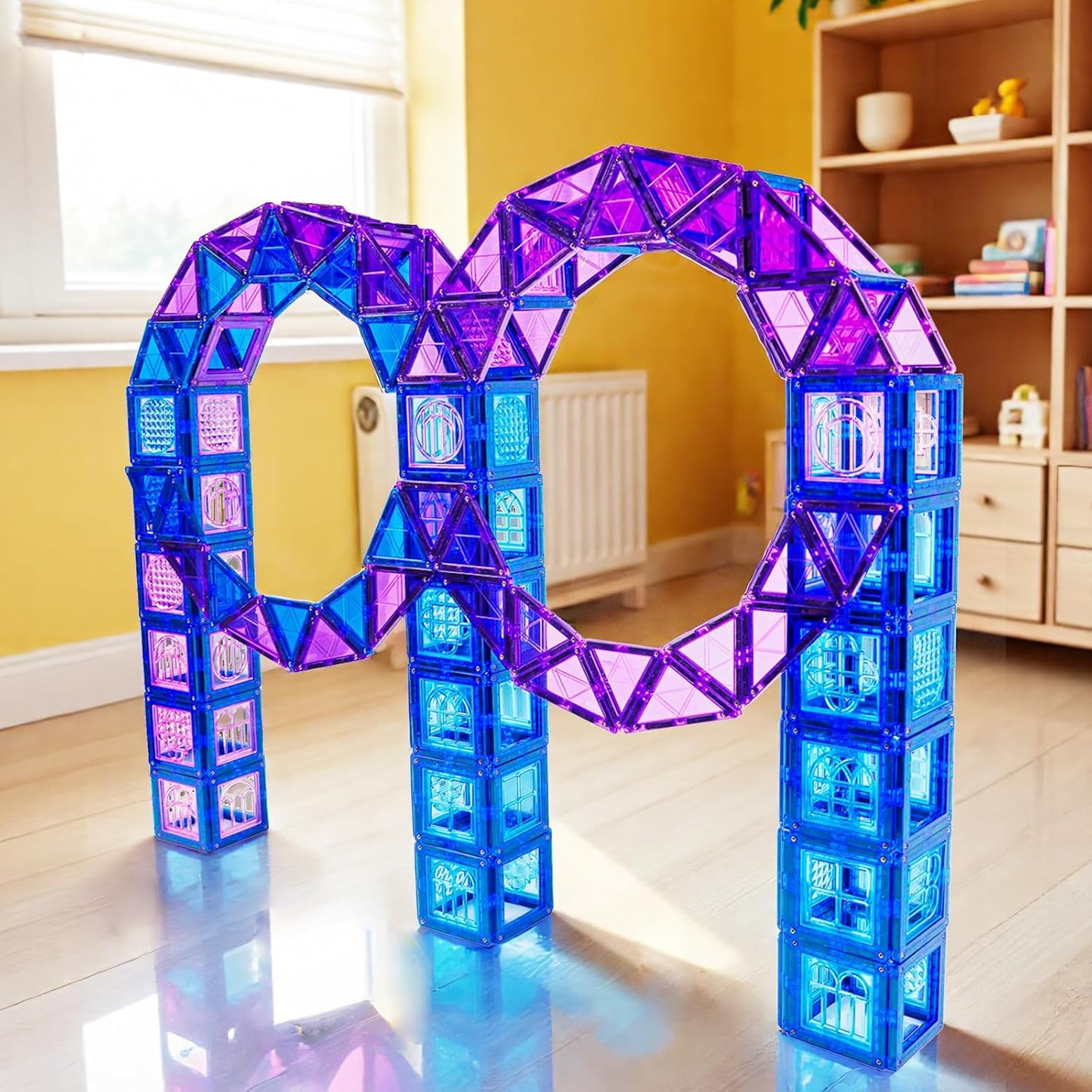 MAGBLOCK 102Pcs Magnetic Tiles Magnetic Toys Magnet Building Tiles Building Blocks for 3 4 5 6 7 8 Years Old Girls and Boys Birthday Gifts Preschool STEM Educational Toys