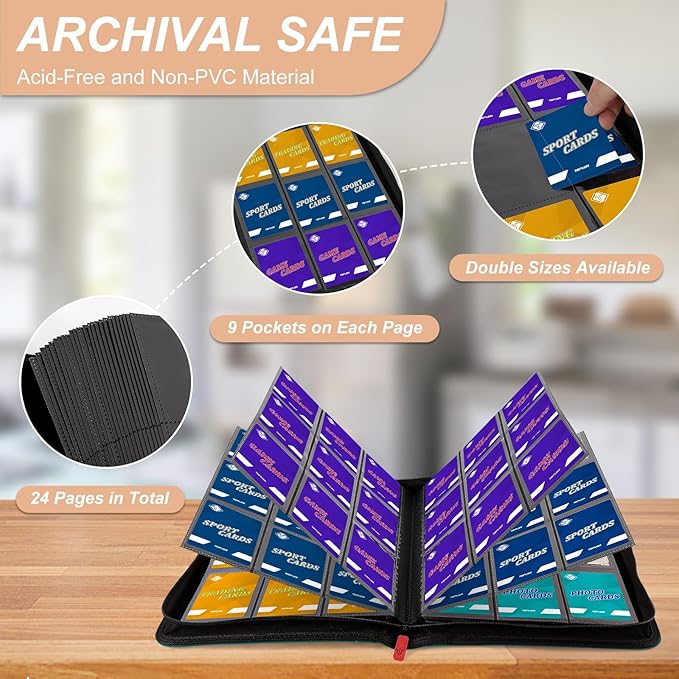 Trading Card Binder, Card Binder Album Fit for MTG Baseball Football Sports Cards, Easy to Use Card Collection Binder (Teal, 432 Pockets)